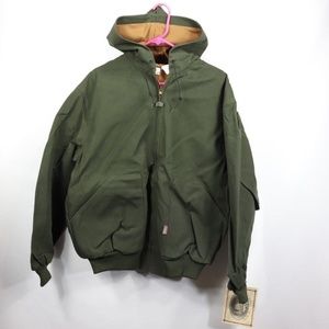 Vintage New Walls Hooded Canvas Work Jacket Green